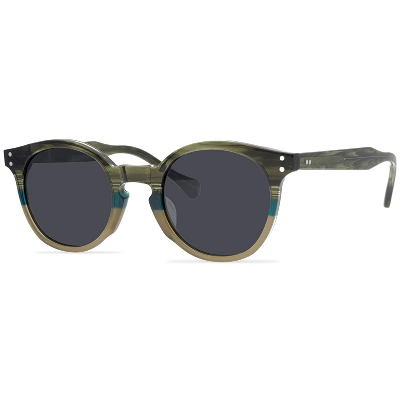 Belight Optical Harajuku Style Women Men UV400 Protection Round Shape Vintage Retro Acetate Sunglasses with Case Oculos 9552