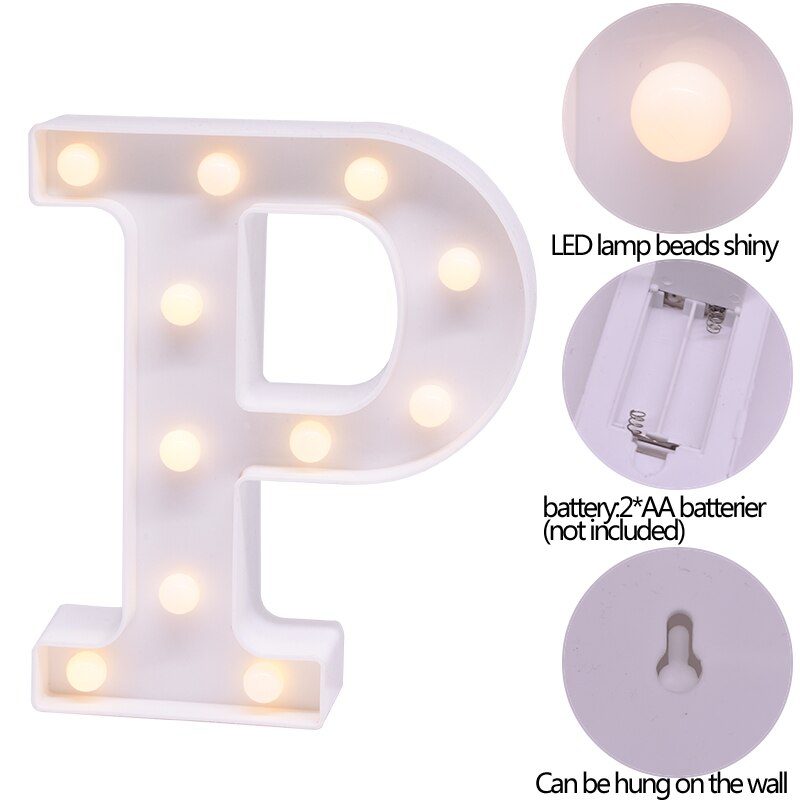 Luminous LED Letter Number Night Light English Alphabet Number Battery Lamp Romantic Wedding Christmas Party Decoration