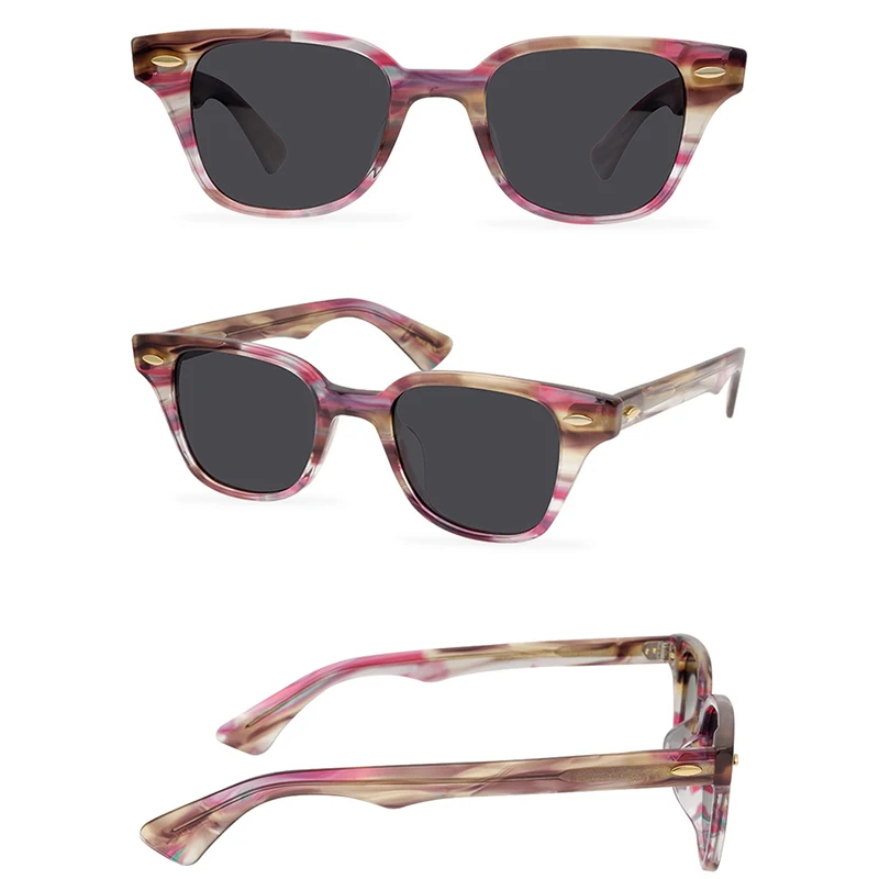 Belight Optical 2022 Spring New Designer Handmade Quality Red Grid Women Men UV400 Protection with Case Oculos Sunglasses 9580