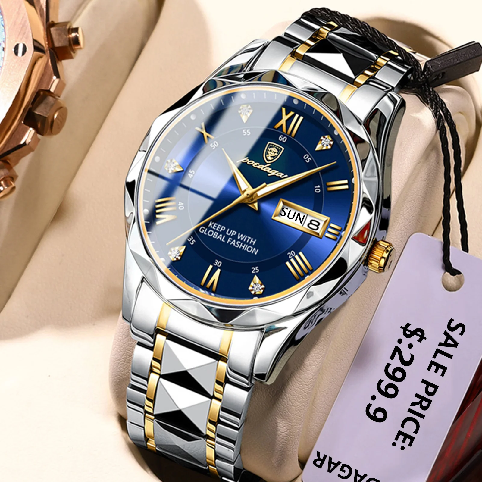 POEDAGAR Luxury Men Watches Business Top Brand Man Wristwatch Waterproof Luminous Date Week Quartz Men's Watch High Quality+Box