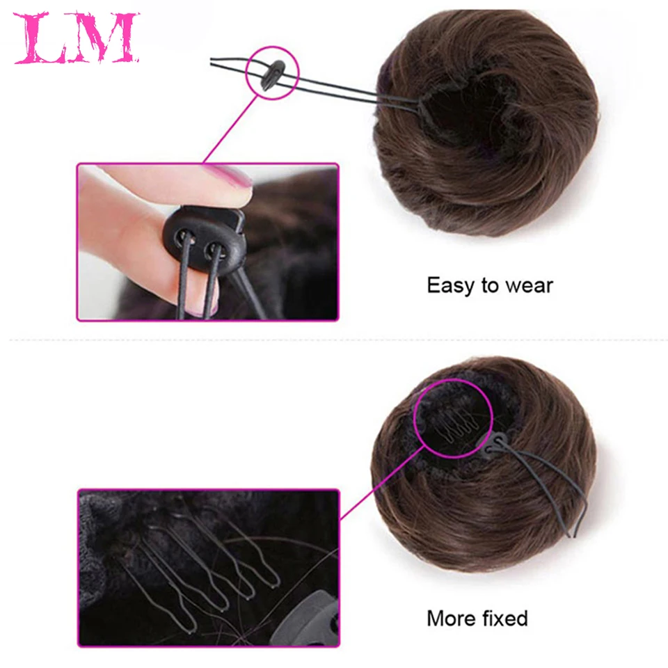 LiangMo Bun Chignon Extension Hairpiece Black Ballerina Synthetic Hairpieces Hair Piece For Women Clip in Hair