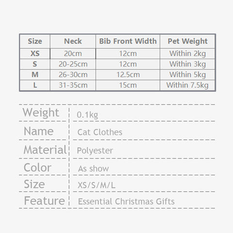Christmas Cat Collar Cute Hat Bib
