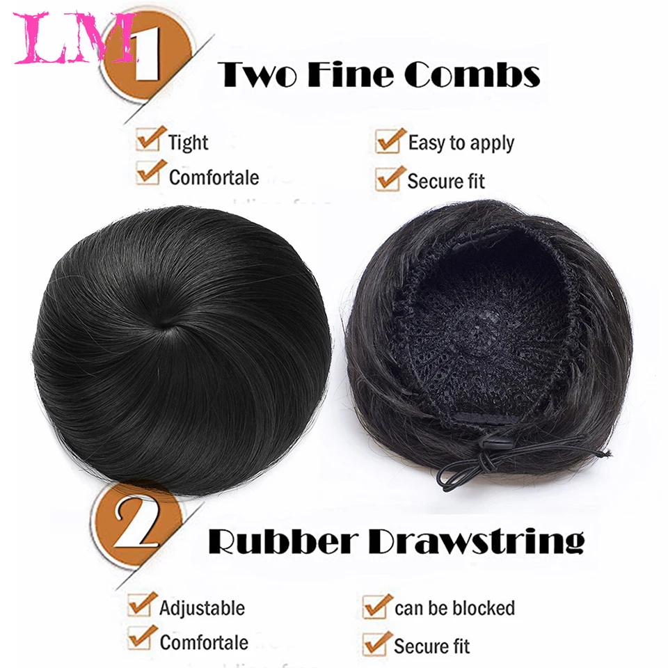 LiangMo Bun Chignon Extension Hairpiece Black Ballerina Synthetic Hairpieces Hair Piece For Women Clip in Hair