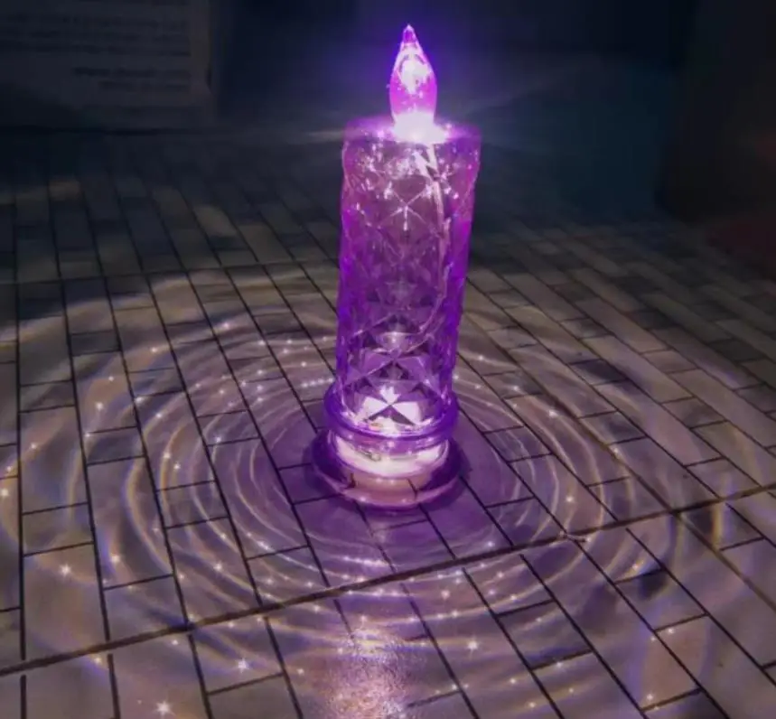 10pcs LED Electronic Candle Light Party Decoration Rose Pattern Refraction Projection Birthday Wedding Christmas Glowing Props