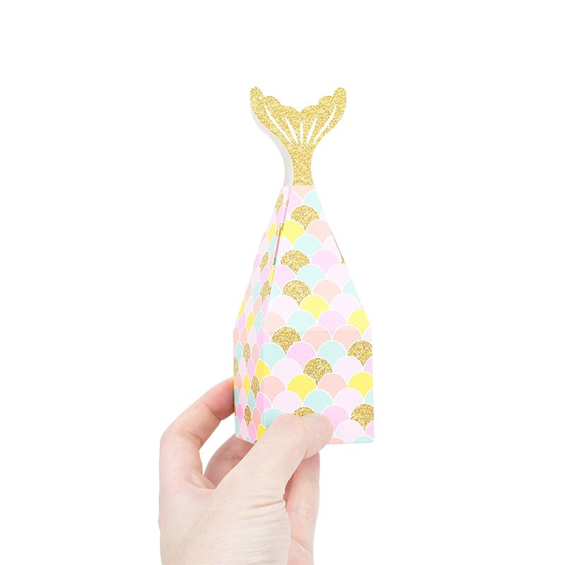 10pcs/lot Mermaid Tail Box Mermaid Candy Box Gift Package Boxes Sea Theme Favors Sea Mermaid Party Baby Shower Party Supplies