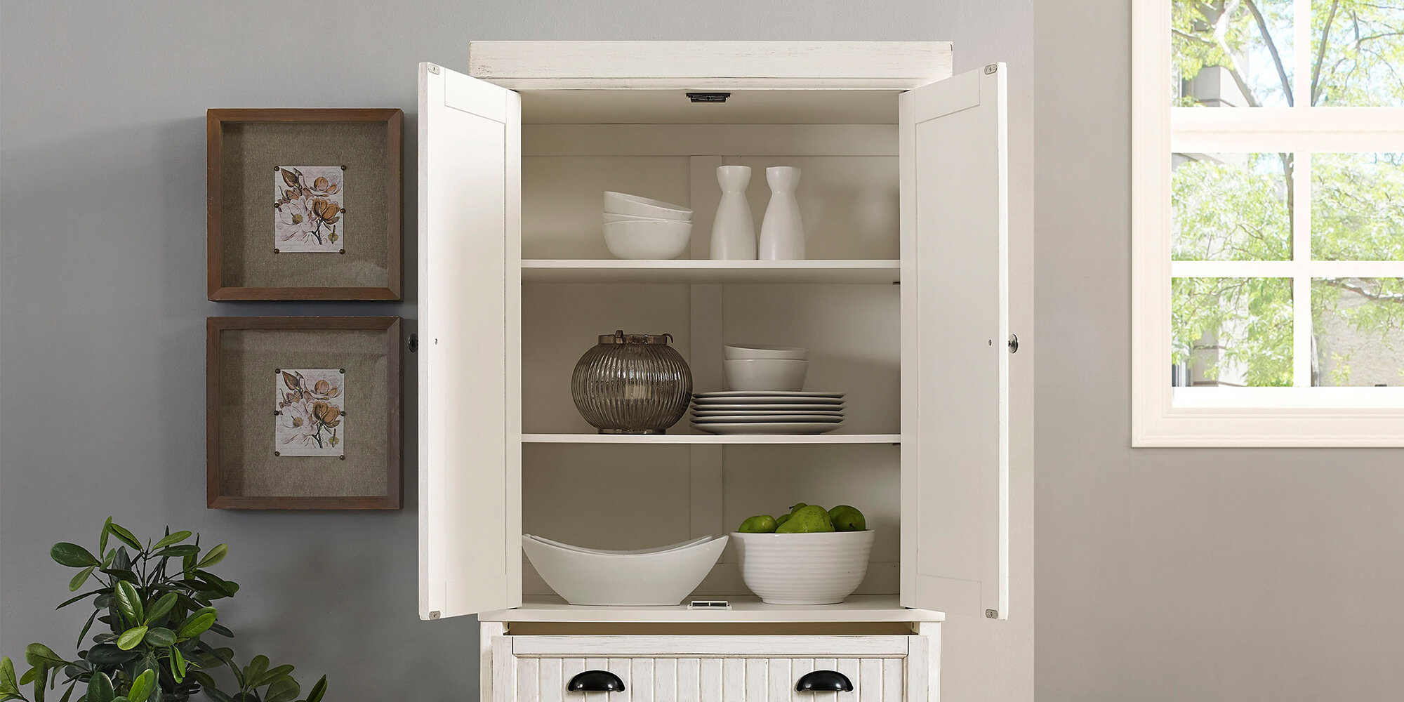 Kitchen Storage With Coastal Cottage Charm