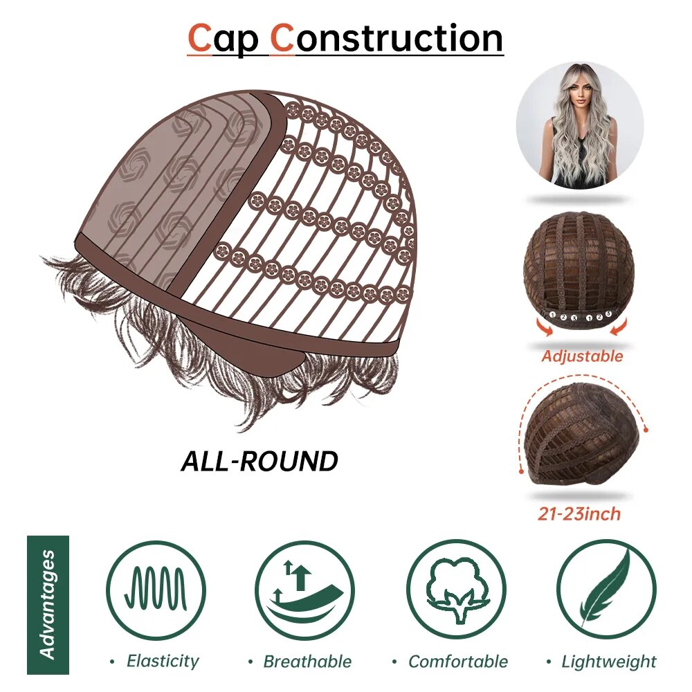 Black Ombre Blonde Platinum Wave Synthetic Wigs Long Grey Ash Hair Wigs for Women Daily Cosplay Party Heat Resistant Wig