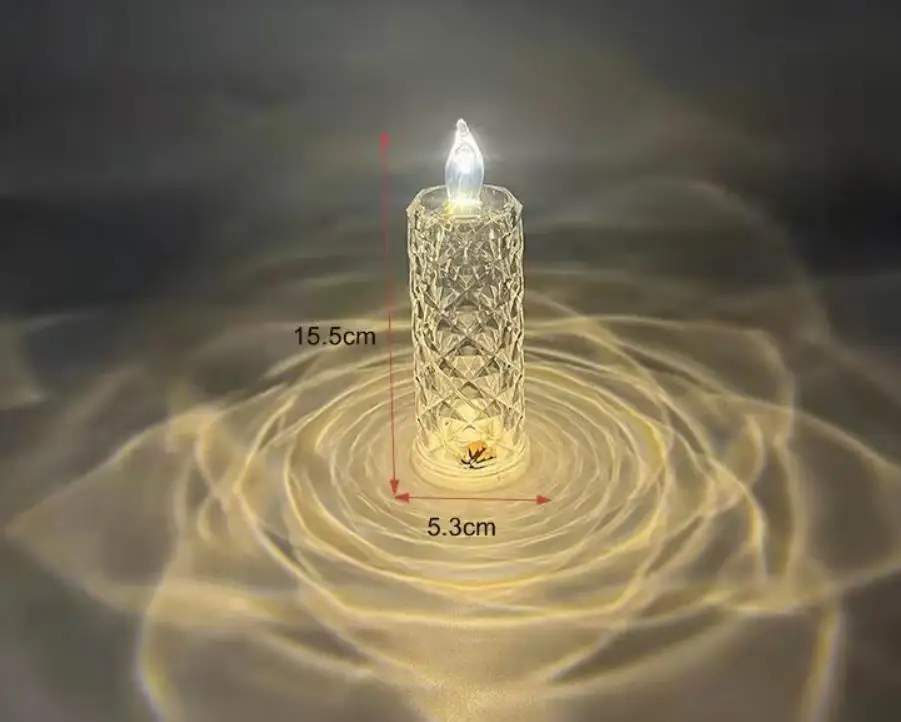 10pcs LED Electronic Candle Light Party Decoration Rose Pattern Refraction Projection Birthday Wedding Christmas Glowing Props