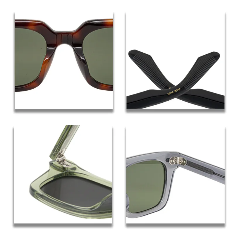 Belight Optical  Women Men UV400 Protection Shape Vintage Retro Grober Acetate Rivet Trim  Sunglasses with Case Oculos 9603