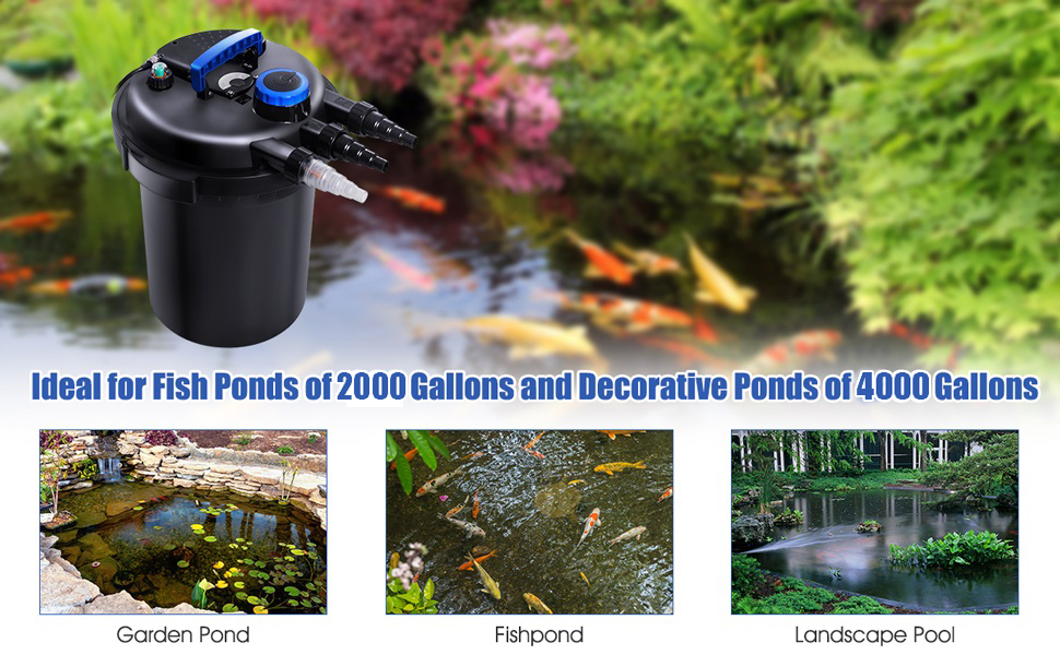 Suitable for 2000 Gallons Fish Ponds and 4000 Gallons Pool