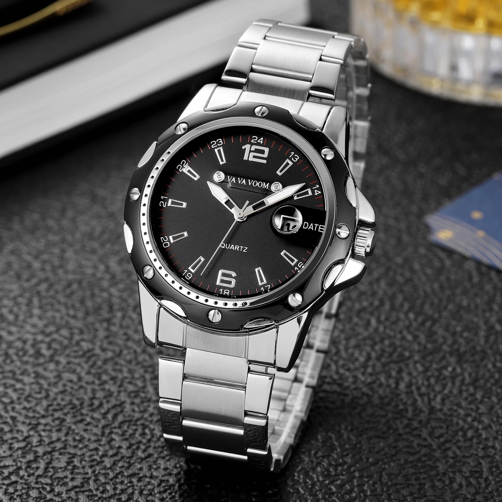 VAVA VOOM Top Brand Watch Men Stainless Steel Business Date Clock Waterproof Luminous Watches Mens Luxury Sport Quartz Watch