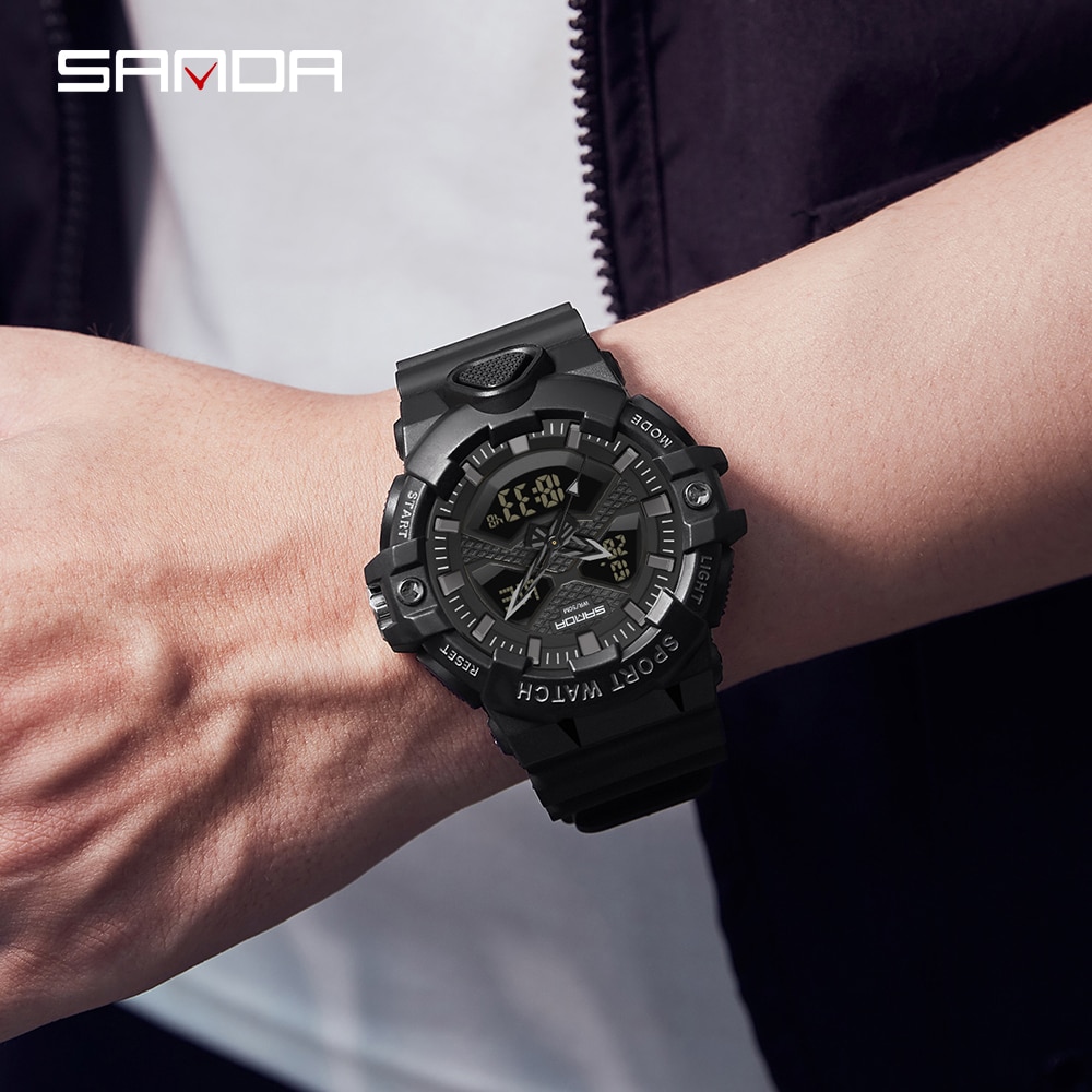SANDA 2023 Sport Military Men's Watches 50M Waterproof LED Digital Wristwatch for Male Clock Stopwatch Relogio Masculino 3150