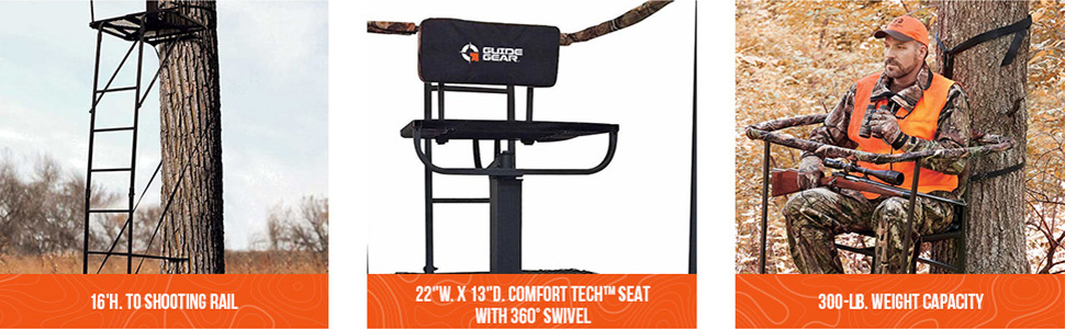 16' Swivel Ladder Tree Stand for Hunting Climbing Seat Hunt Gear Equipment Accessories