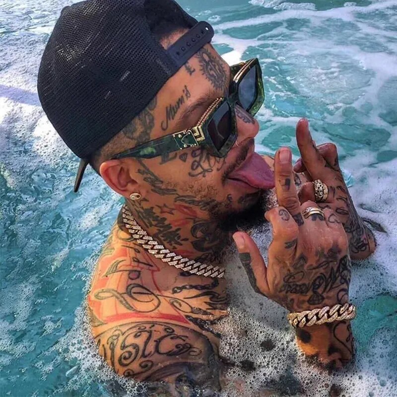 New Personalized Sunglasses For Men, Square Millionaire Sunglasses, 2021 Vintage Glasses For Hip Hop Fashion Leopard Print Gafas