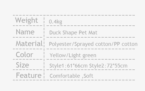 Cat Bed Duck Shape Mat 2 Color Pet Sleeping Bed Cat Pillow