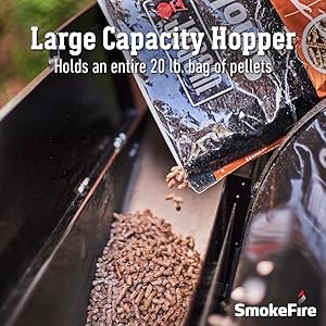 hopper, pellet hopper, large capacity hopper, pellet grill, wood pellets, pellet grilling