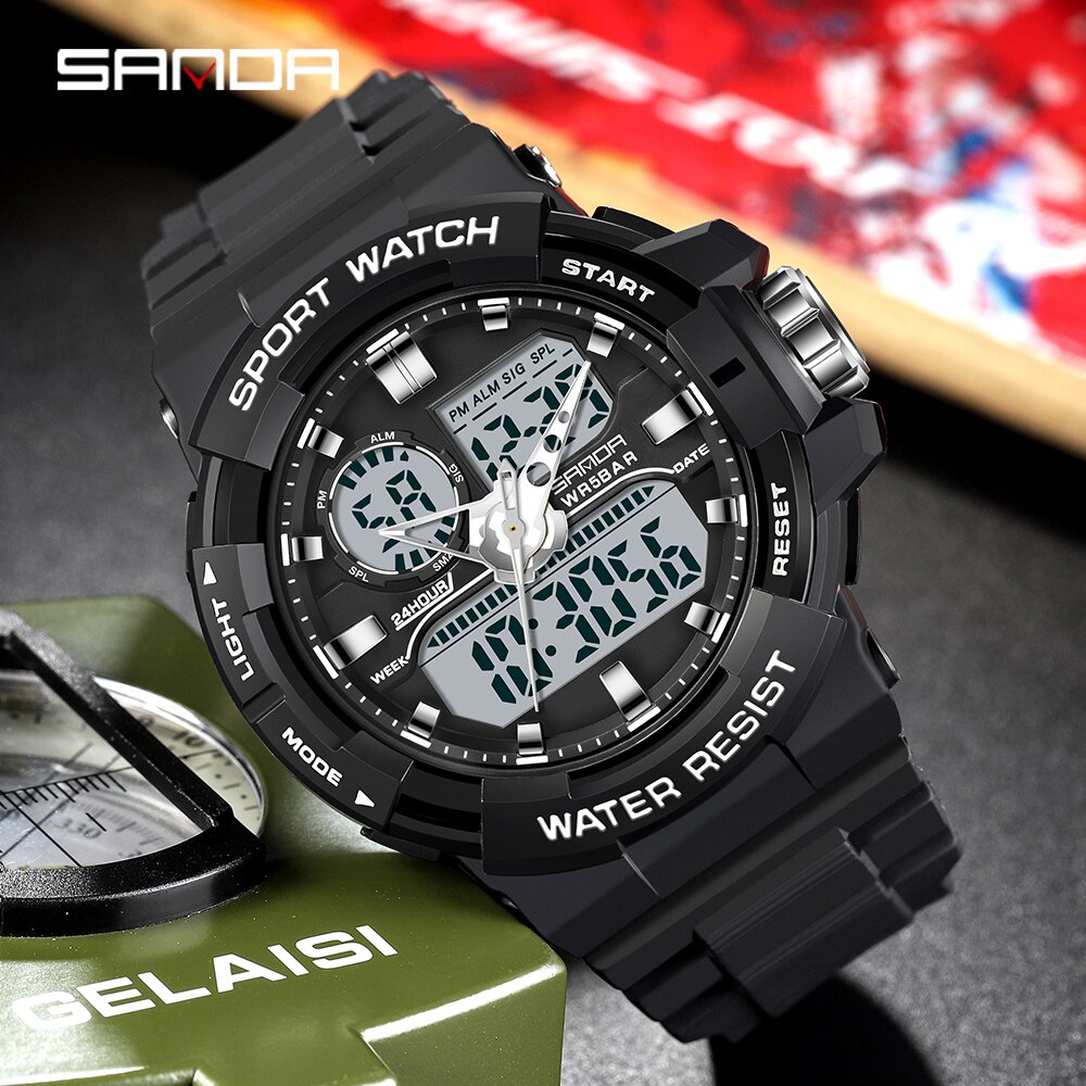 SANDA 2023 Top Brand Luxury Military Men's Watches 50M Waterproof Wristwatch Quartz Watch for Men Clock relogio masculino 6025
