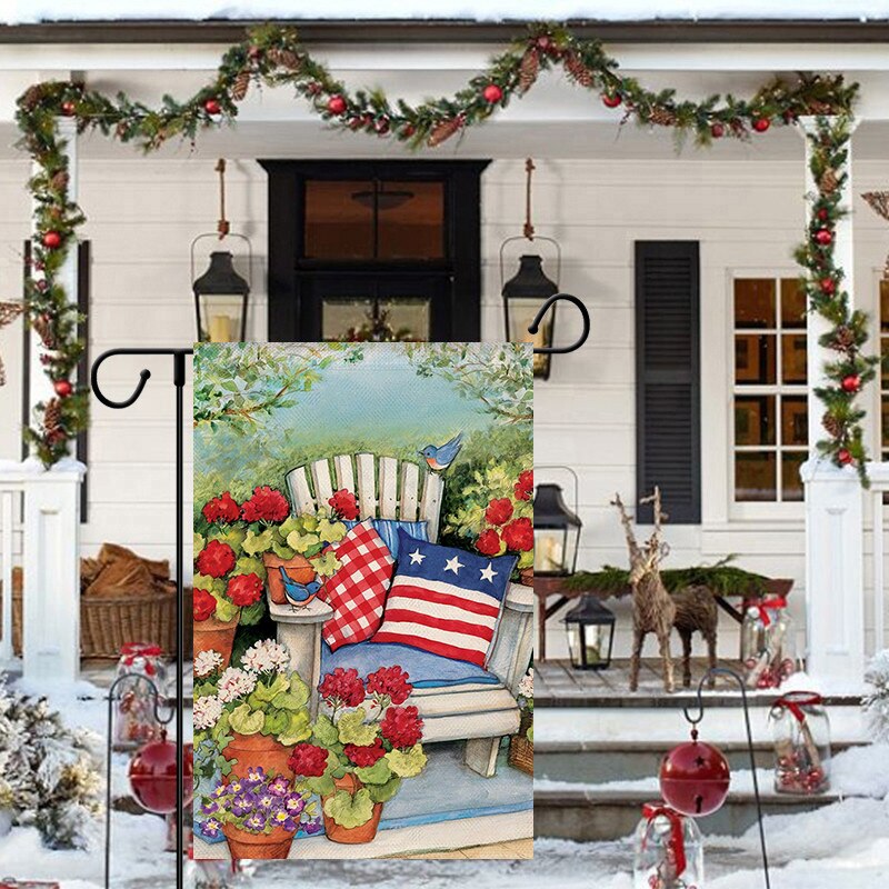 Independence Day Series Garden Flag Flowers American Flag Garden Decoration Flag 30*45CM（11.81IN*17.71IN）