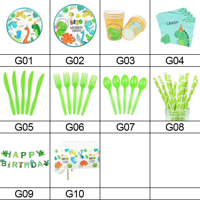 Dino Party Supplies Disposable tableware Dinosaur Theme party Tablecloth/napkin For Baby Shower Boys Kids Favors Tableware Plate