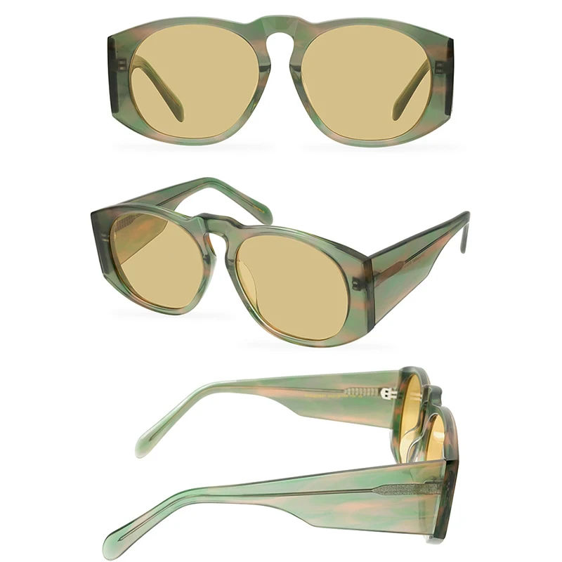 Belight Optical Colorful Matte Acetate Handmade Quality Big Size Women Men UV400 Protection with Case Oculos Sunglasses 9587