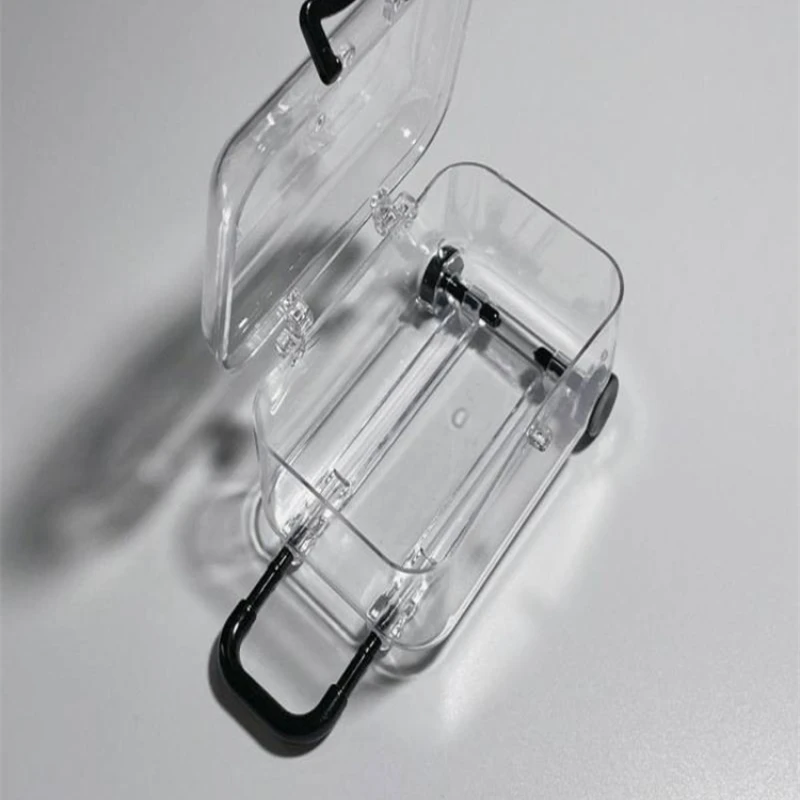 Mini Roller Red Book-Inspired Simple INS Mini Trolley Box for Jewelry and Candy Acrylic Hard Plastic Travel Box with Flip Handle