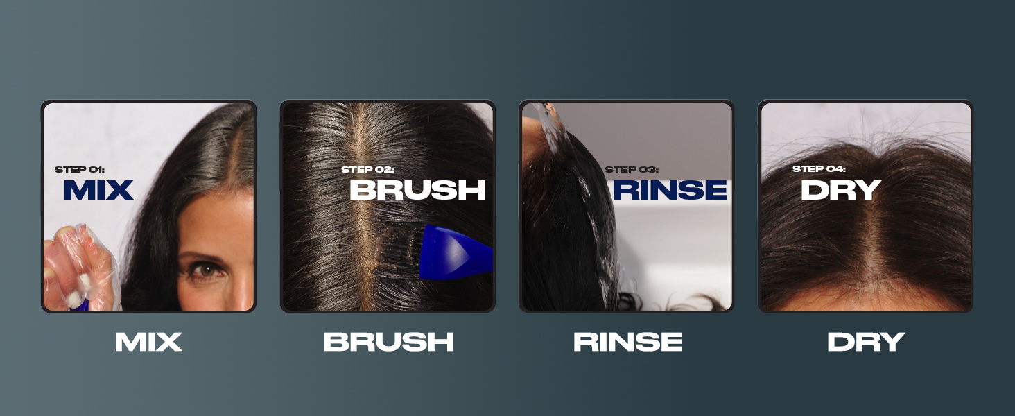 CLAIROL mix brush rinse dry, root regrowth permanent solutions for gray hair