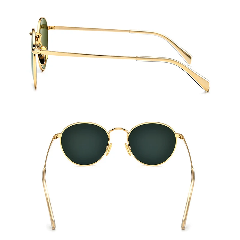 Belight Optical Brand Handmade Quality Round Shape Glass Lens Women Men UV400 Protection with Case Oculos Sunglasses 150256