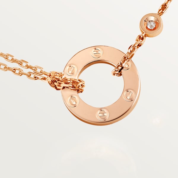 Love necklace, 2 diamonds Rose gold, diamonds.