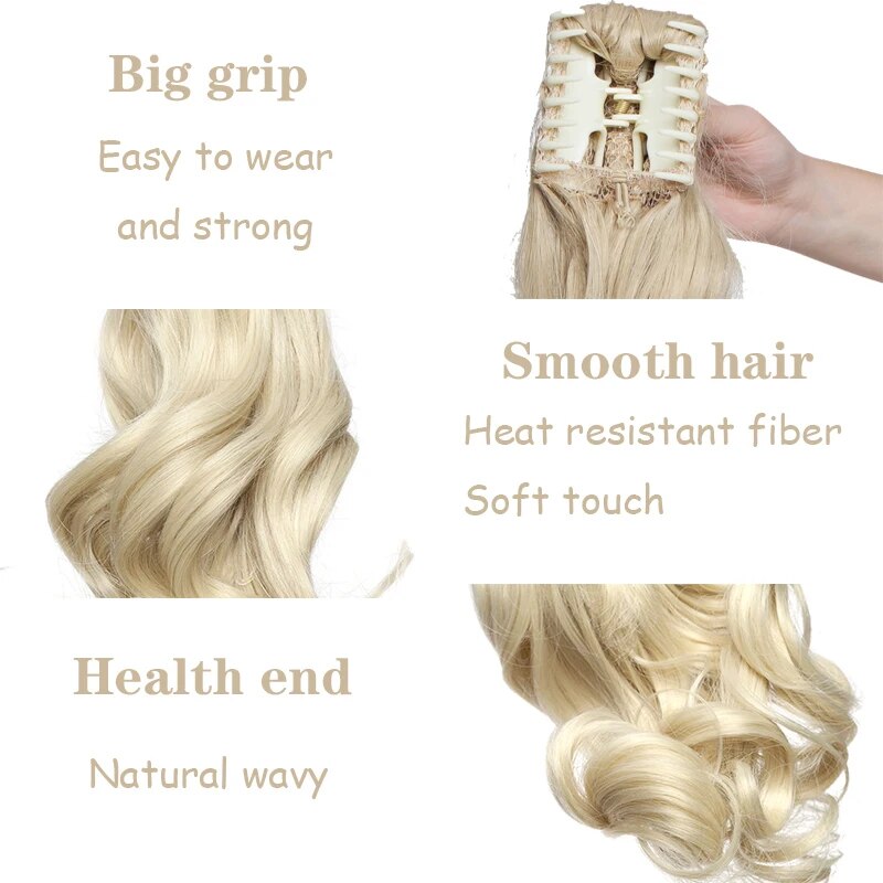 BENEHAIR Synthetic Fake Hair Ponytail Long Wavy Claw On Ponytail Clip In Hair Extensions Hair Extensions Hairpiece For Women