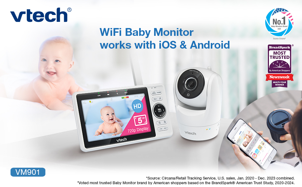 VM901 WiFi Baby Monitor works with ios android