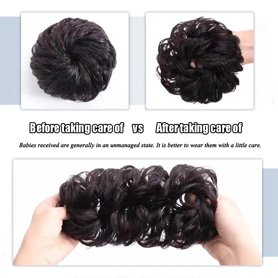 Synthetic Hair Bun Extensions Messy Curly Elastic Hair Scrunchies Hairpieces Synthetic Chignon Donut Updo Hair Pieces for Women