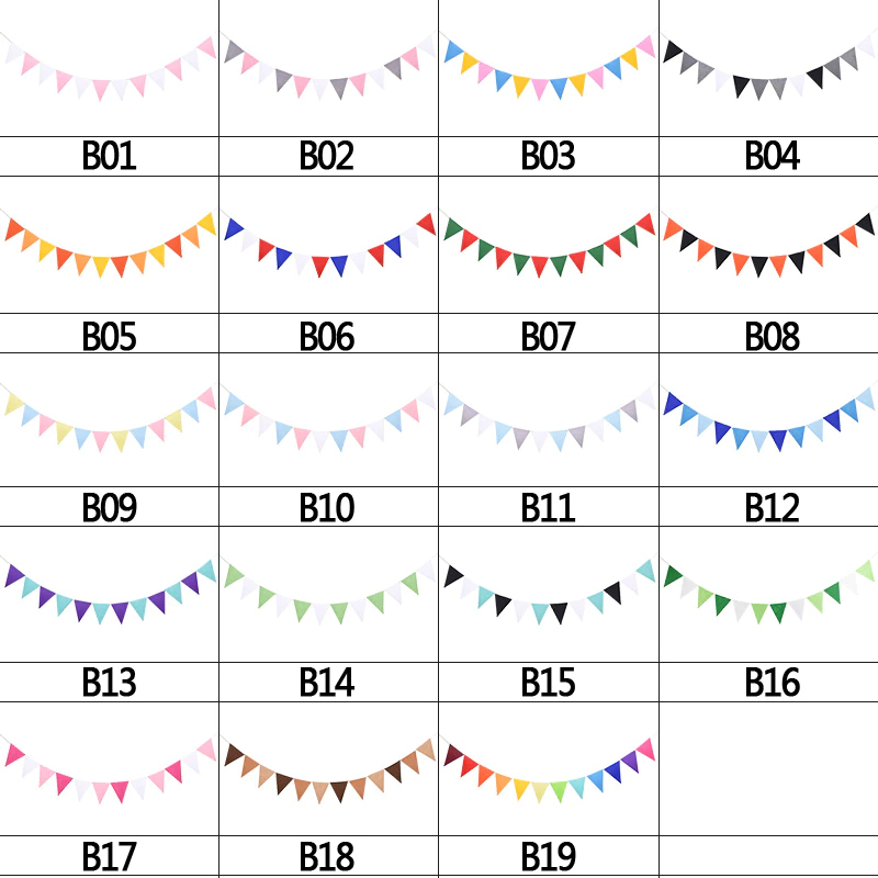 2.5m Multicolor Garlands Cotton Bunting Banners Pennant Baby Shower Wedding Party Decoration Garland Flags