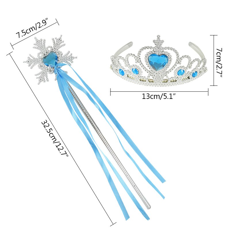 1Set Cosplay Cartoon Ice Romance Princess Crown Magic Wand HeadWear Toys For Girls Dress Accessories