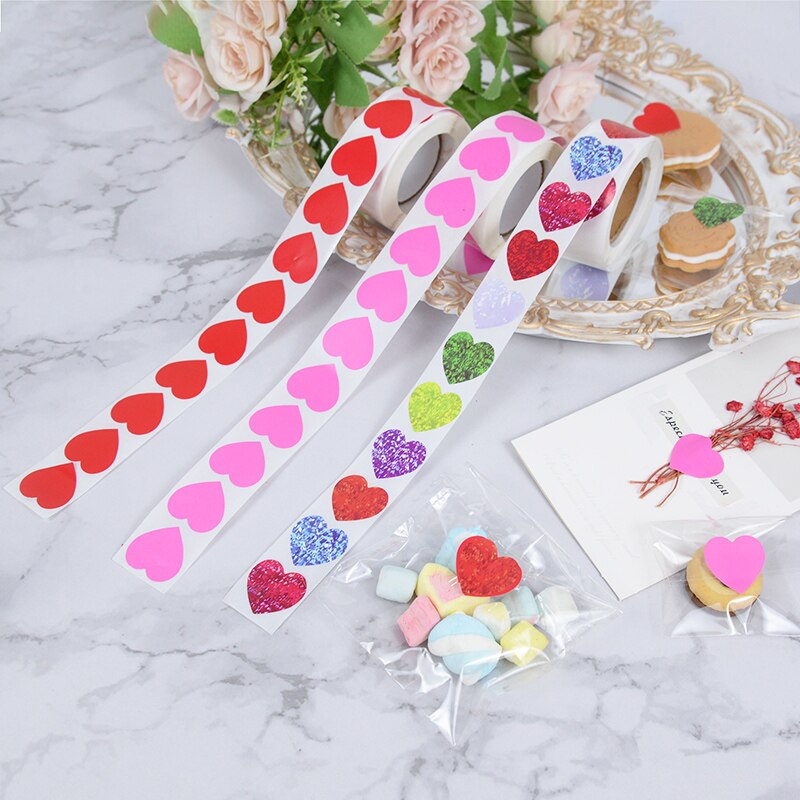 Heart Shaped Label Sticker Scrapbooking Valentine's Day Gift Packaging Seal Birthday Party Wedding Supply Stationery Sticker