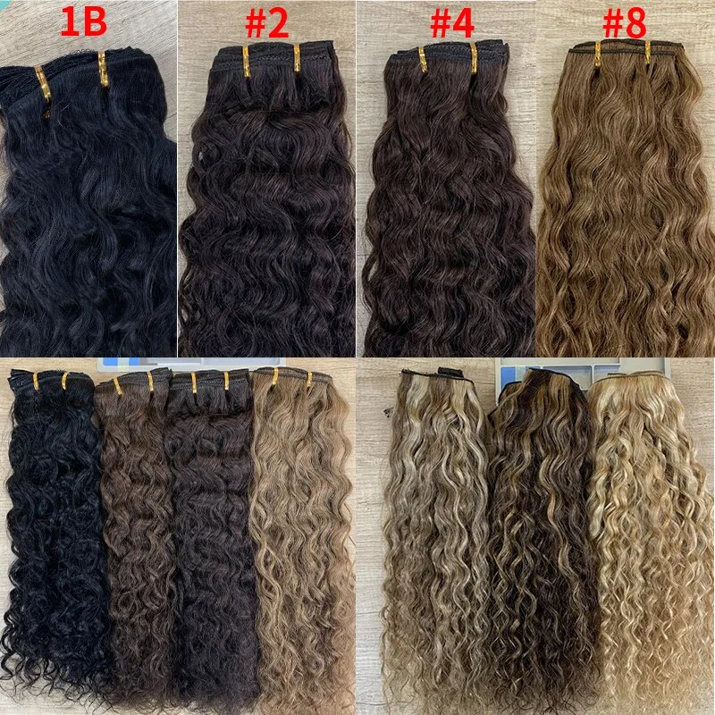 Veravicky 200G/10PCS Set Piano Color Natural Curly Clip In Hair Extensions Machine Made Real Human Hair Full Head Clip Ins