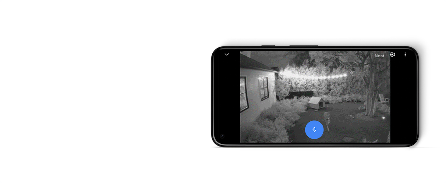 Google Home App showing a night vision camera view