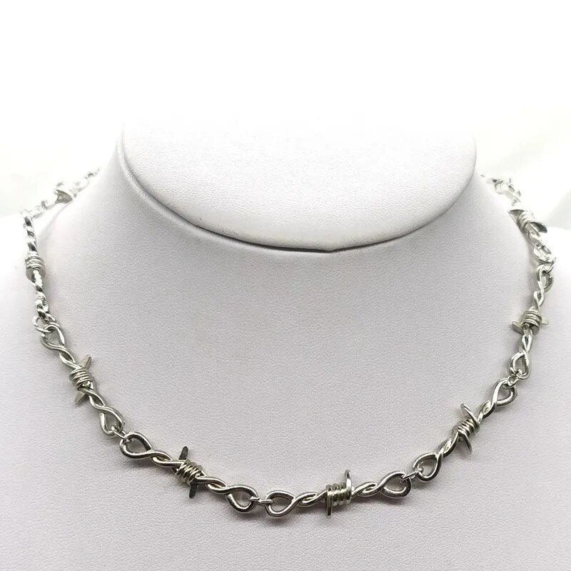 Small Wire Brambles Iron Unisex Choker Necklace Women Hip-hop Gothic Punk Style Barbed Wire Little Thorns Chain Choker Gifts