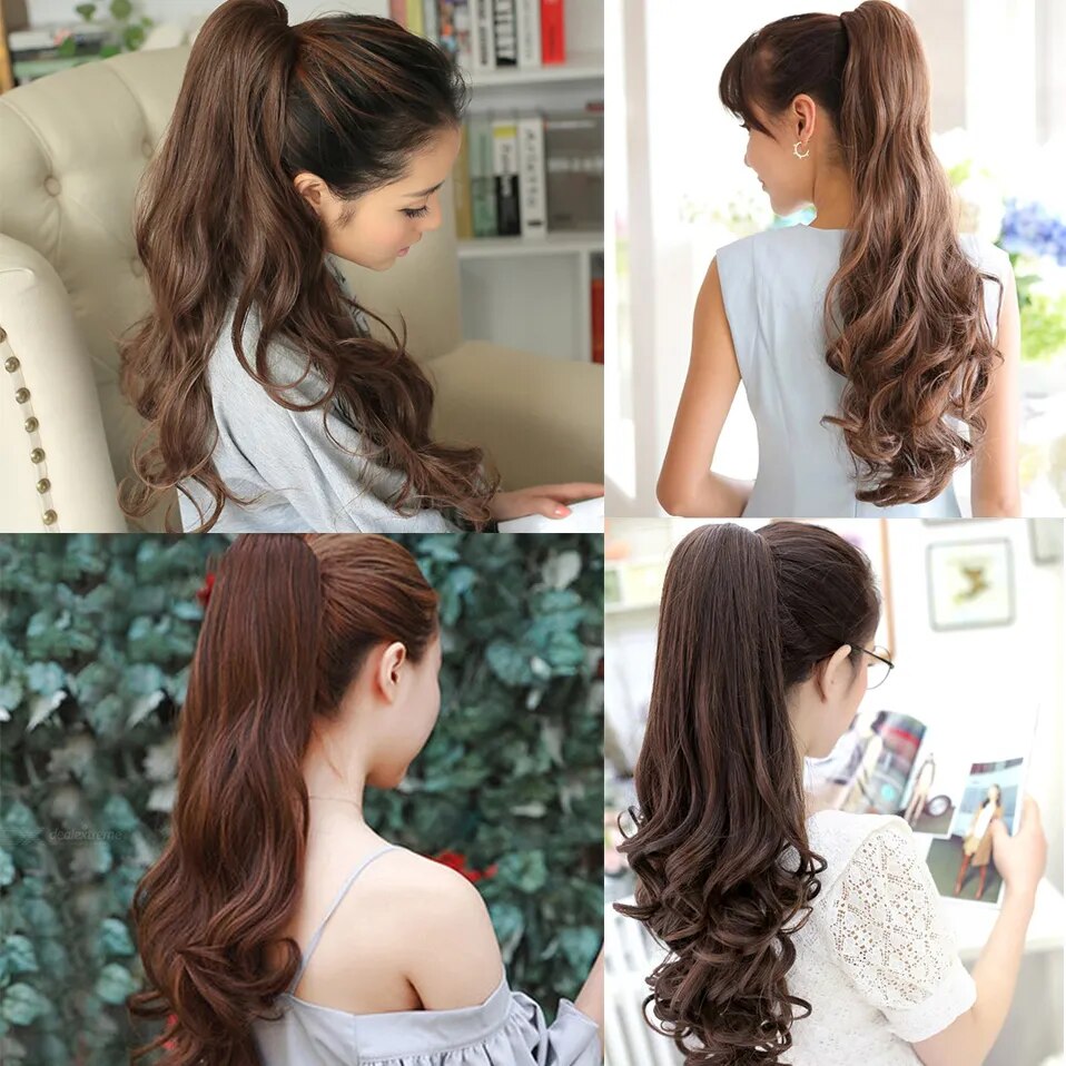 Benehair 18inch Syntheitc Wavy Curly Claw Clip In Ponytail Hair Extension For Women Pony Tail Natural Hairpieces