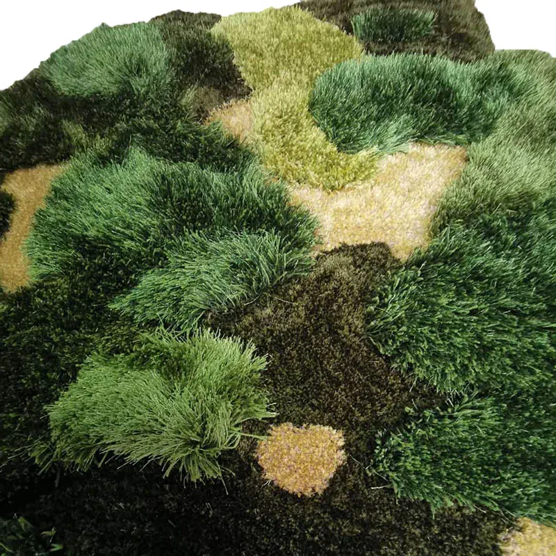 Green Forest 3D Stereo Irregular Carpet, Plush Area Rug for kid's room, Carpets for Living Room, Bedroom,Home Decor moss Rug