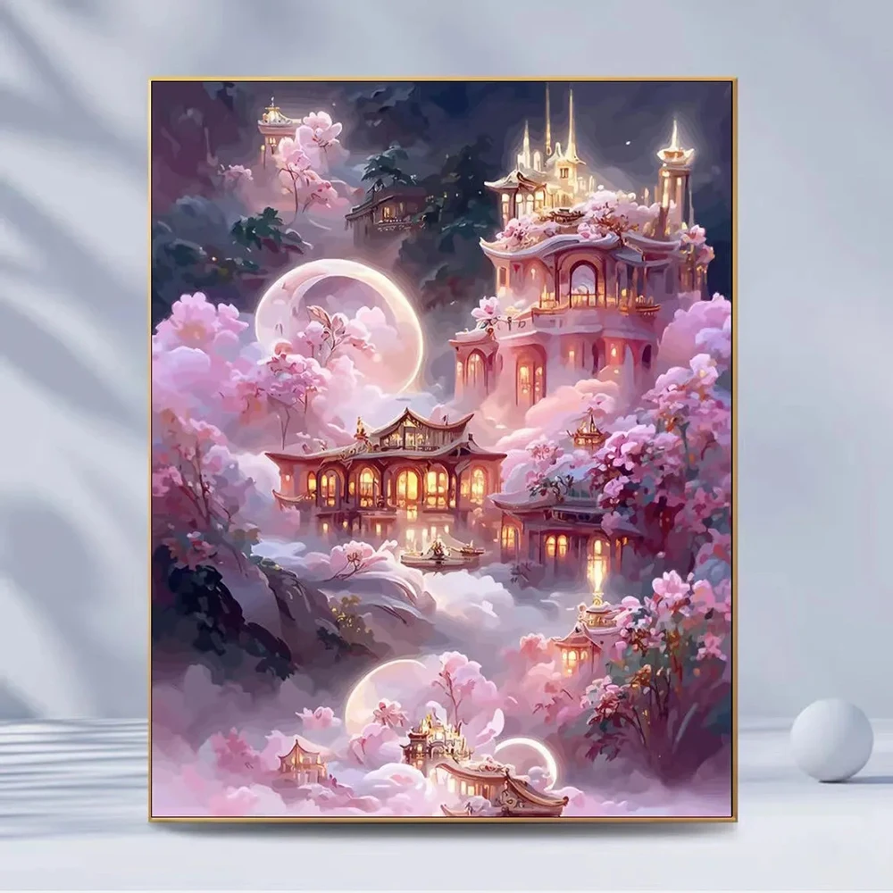 Rose Castle Scenic Spot Diamond Painting DIY Diamond Painting Sticker Diamond Cross Embroidery Bedroom Decoration Painting Gift