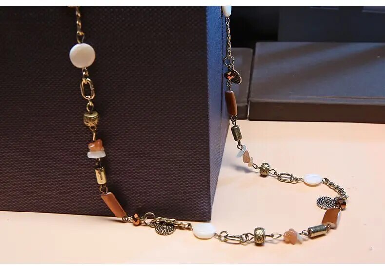 New European and American fashion shell handmade original beaded long necklace sweater chain women's accessories