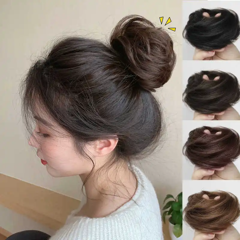 Synthetic Messy Bun Scrunchy Hair Bun Fake Hair Women Chignon Elastic Hair Band Women Updo Donut Clip Claw Hairpieces Dropship