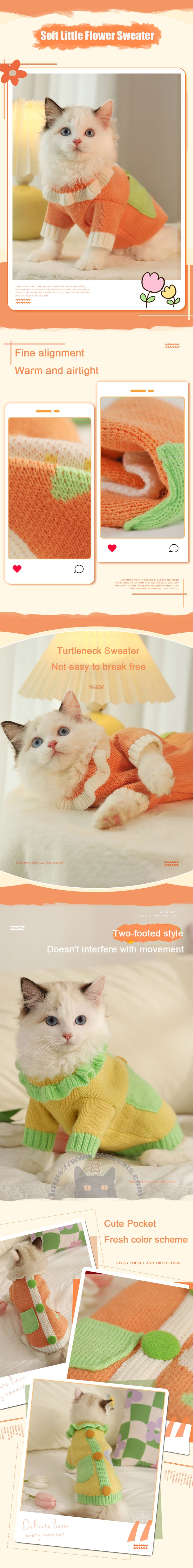 Flower Cat Clothes 2 Color Winter Warm Sweater