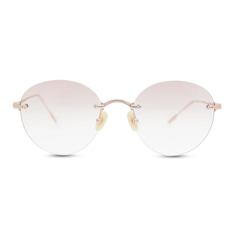 Belight Optical Rimless Vintage Round Shape Matt Silver Men Women Sunglass Pink Lens with Case Free shiping COLIENA OV1264S