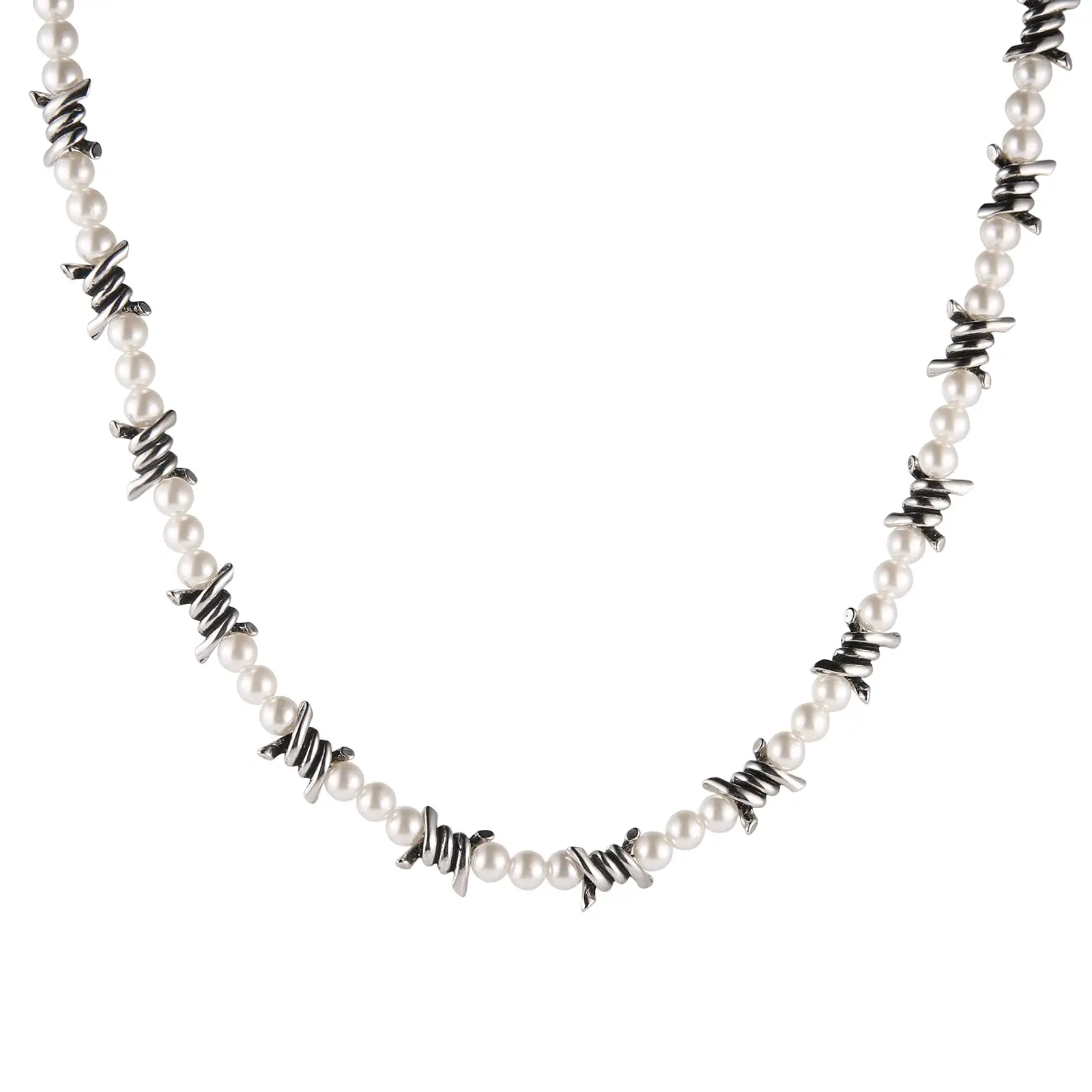 HZMAN 20In Stainless Steel Punk Gothic Bicycle Alloy Barbed Wire Necklace Around Neck for Men Women Charm Jewelry Gift Choker