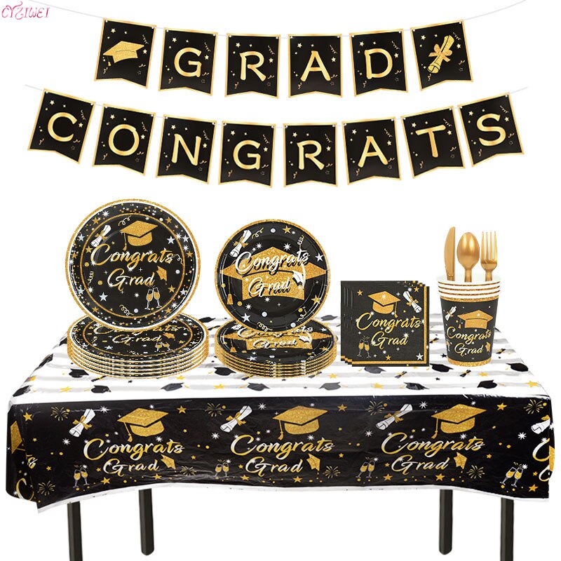 Graduation Season Garland Banner Holiday Party Disposable Tableware Supplies Congratulation Grad Party Decor Tableware Supplies