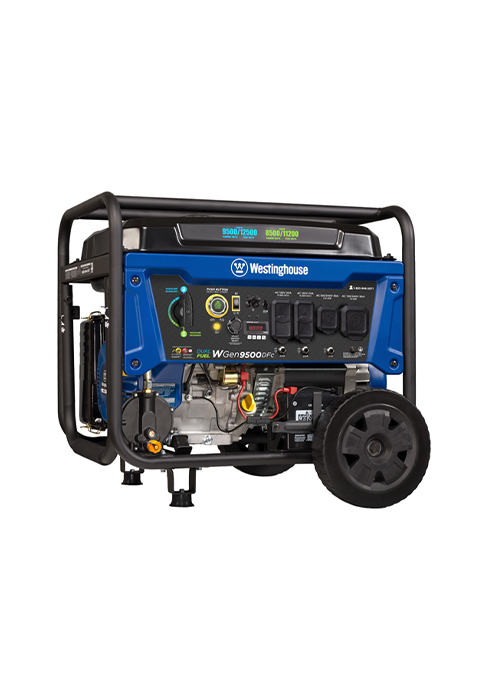 WGen9500DFc portable generator on a white background.