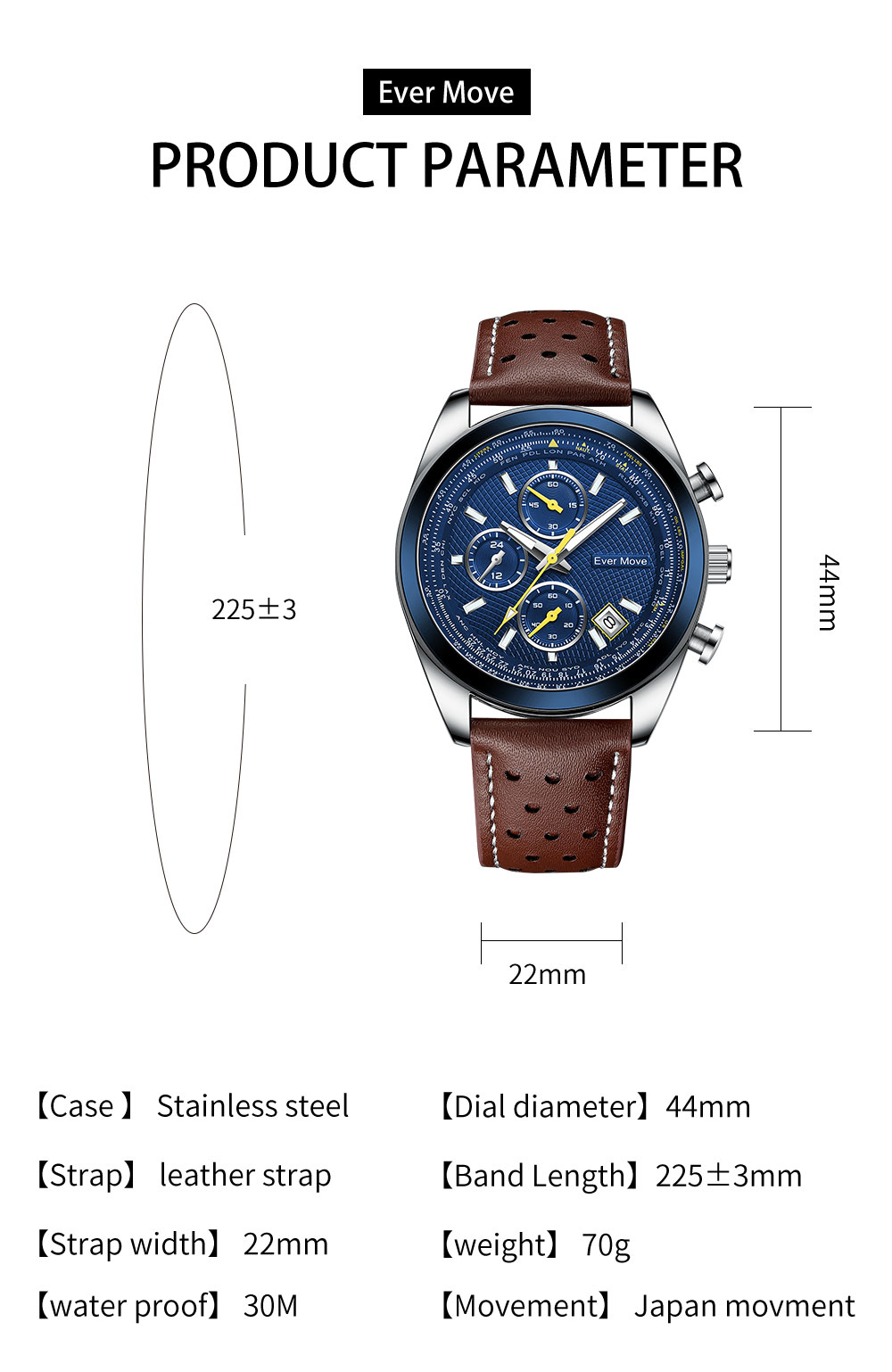 2022 best popular Luxury Men's Mul-tifunction Quartz Watch Men's High Grade watch leather strap