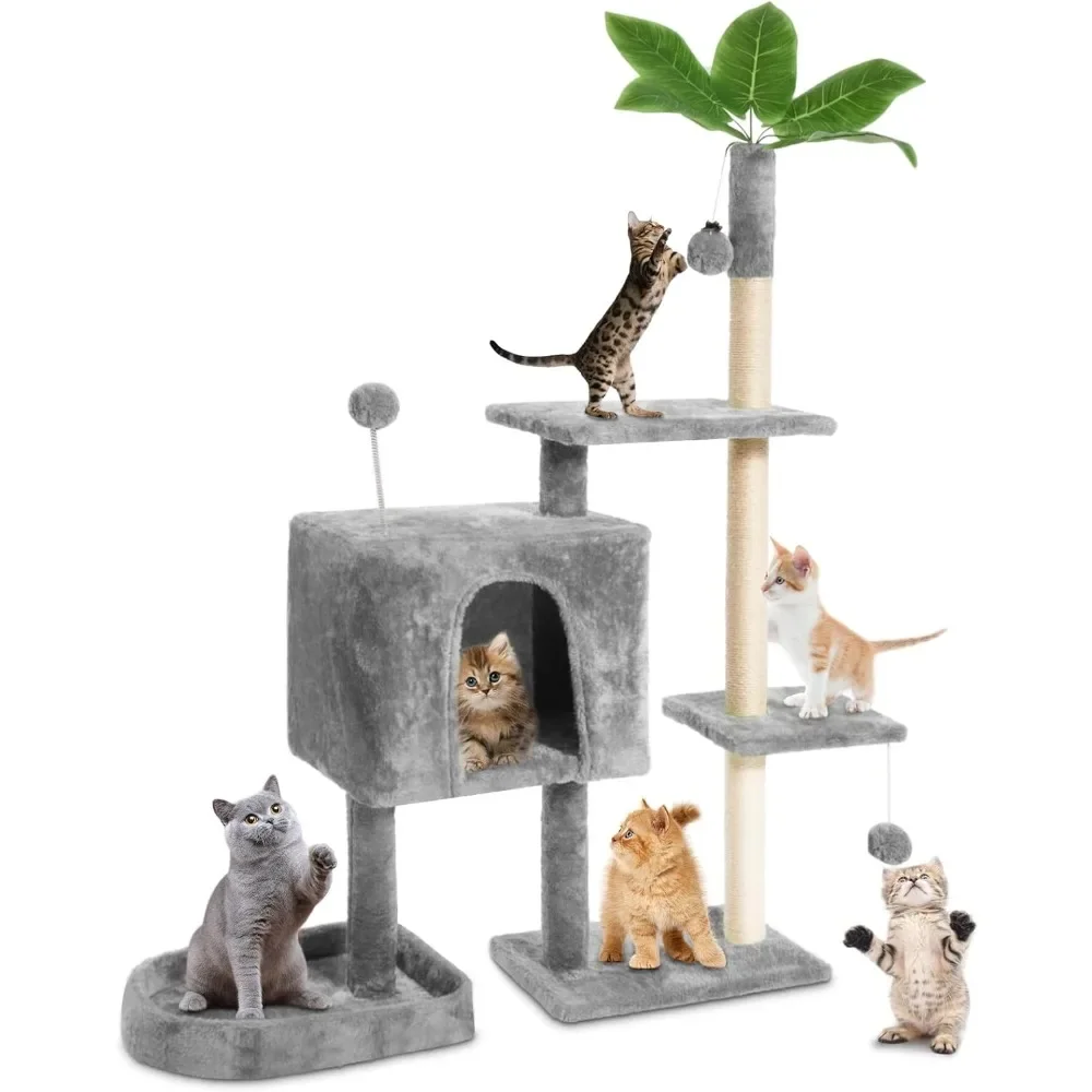 Tree for Cats Multi-Level Cozy Plush Cat Condo Cat House Cat Scratching Posts for Indoor Cats With Hang Ball Free Shipping Pet