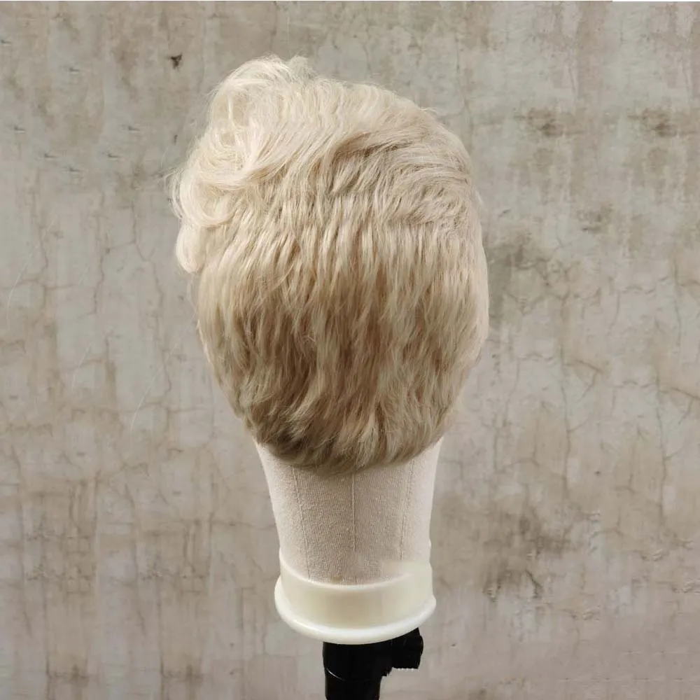 Men Synthetic Short Wig Pixie Cut Natural Straight Ombre Blonde Wig Heat Resistant Fiber for Daily Cosplay Party